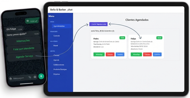 Preview do sistema Bella & Barber